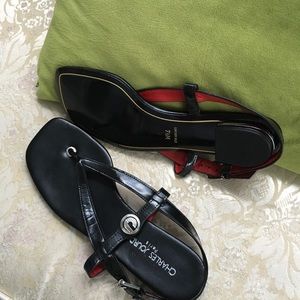 Womens CHARLES JOURDAN PARIS,black sandals sz. 7,
